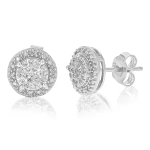 1/5 cttw Lab Grown Halo Diamond Stud Earrings in Sterling Silver