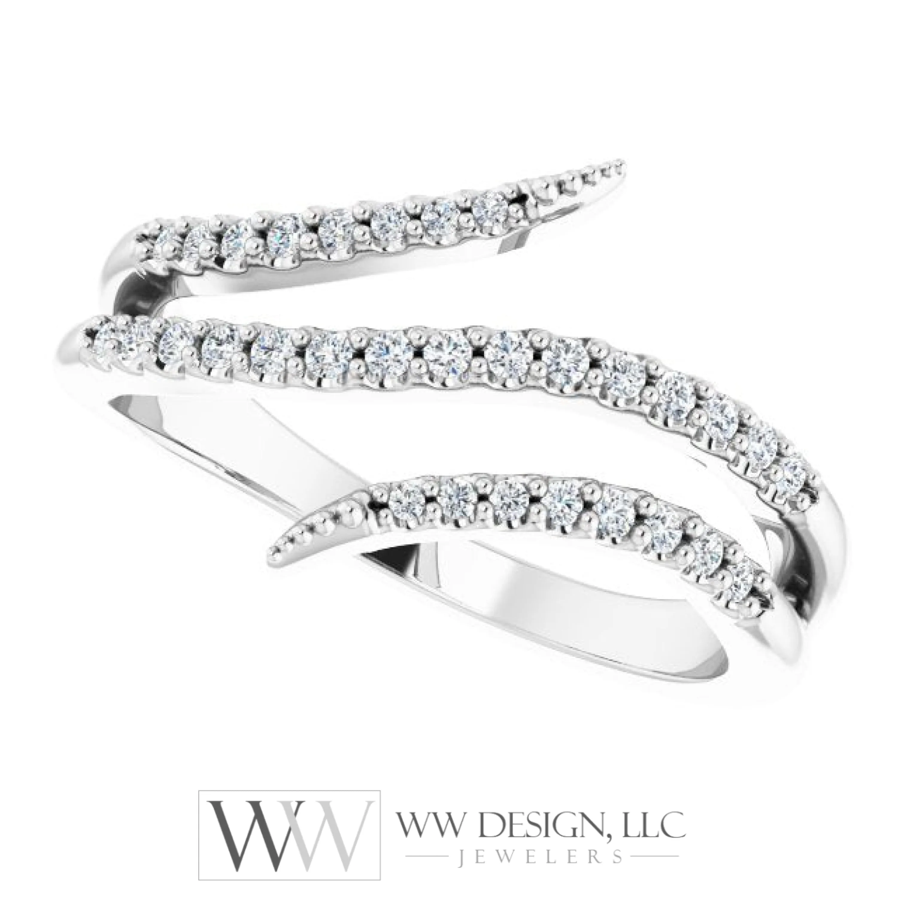 1/5 CTW Double Bypass Diamond Ring - 14k Gold (Y, W or R), Platinum