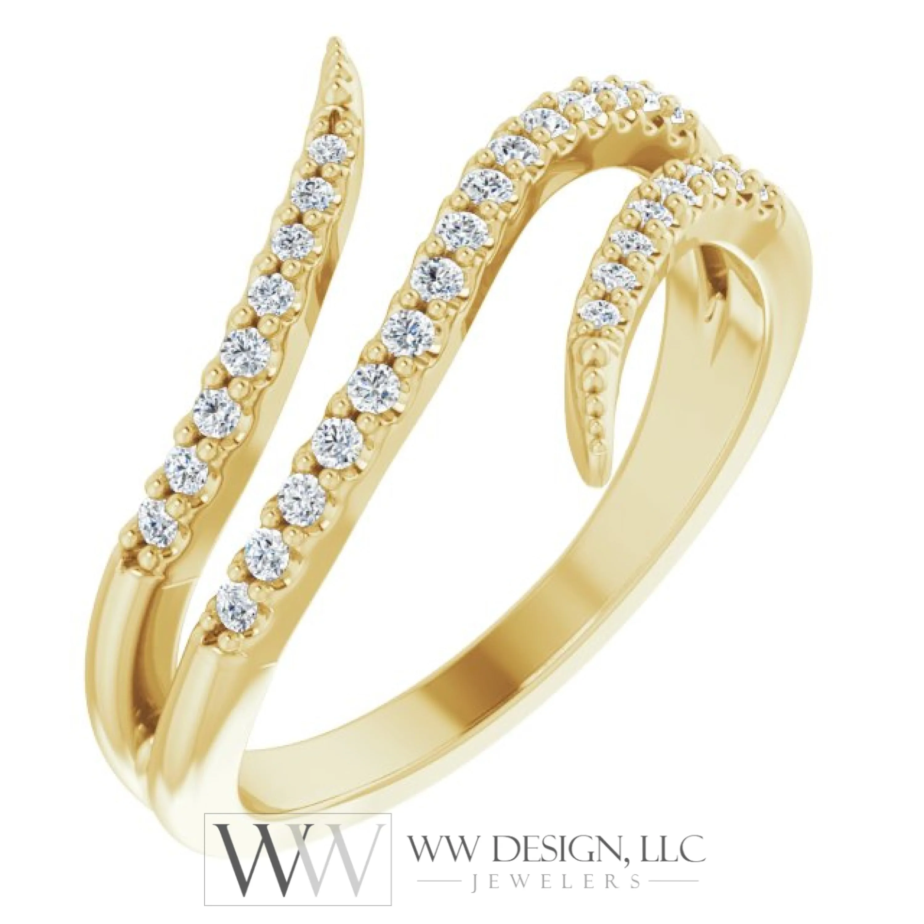 1/5 CTW Double Bypass Diamond Ring - 14k Gold (Y, W or R), Platinum
