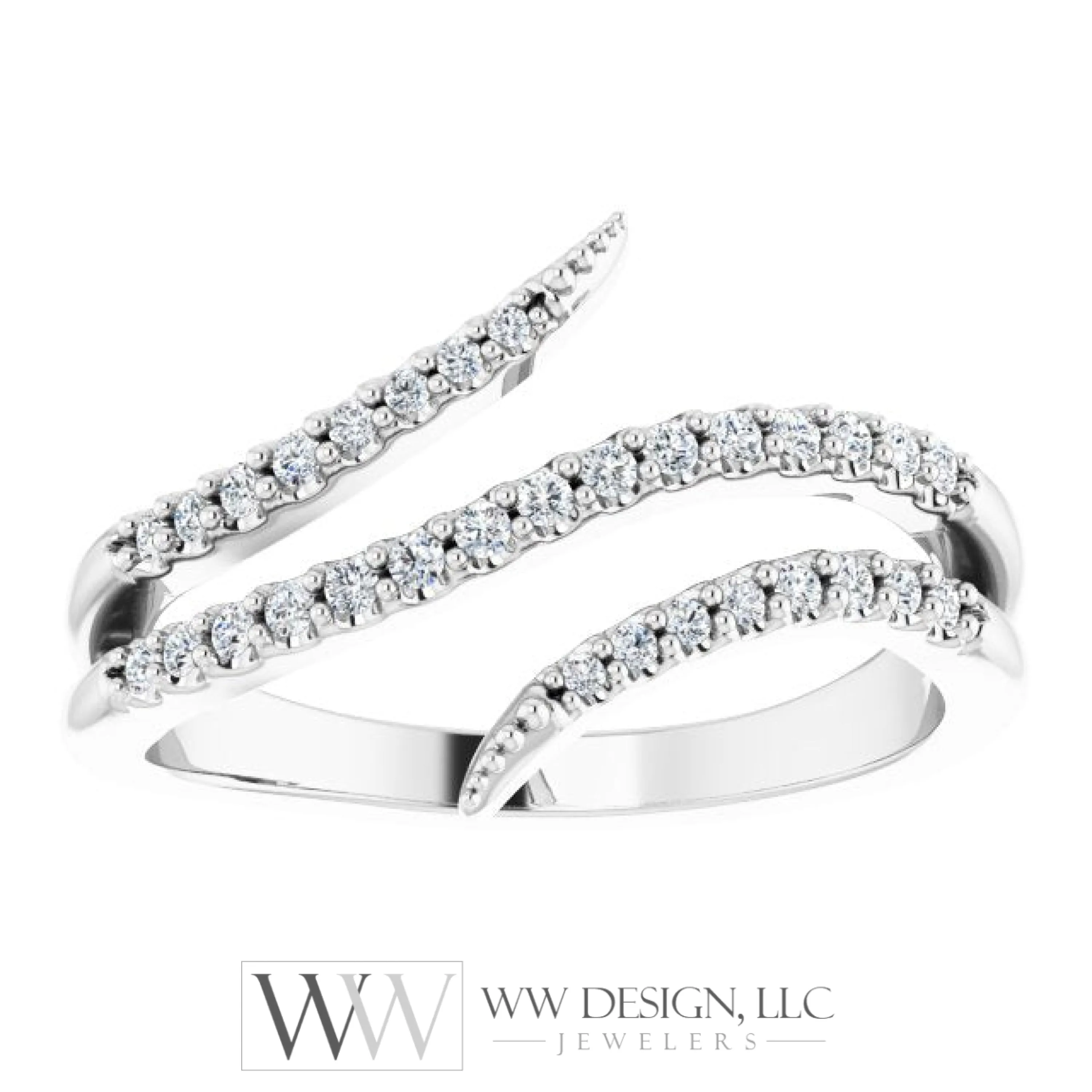 1/5 CTW Double Bypass Diamond Ring - 14k Gold (Y, W or R), Platinum