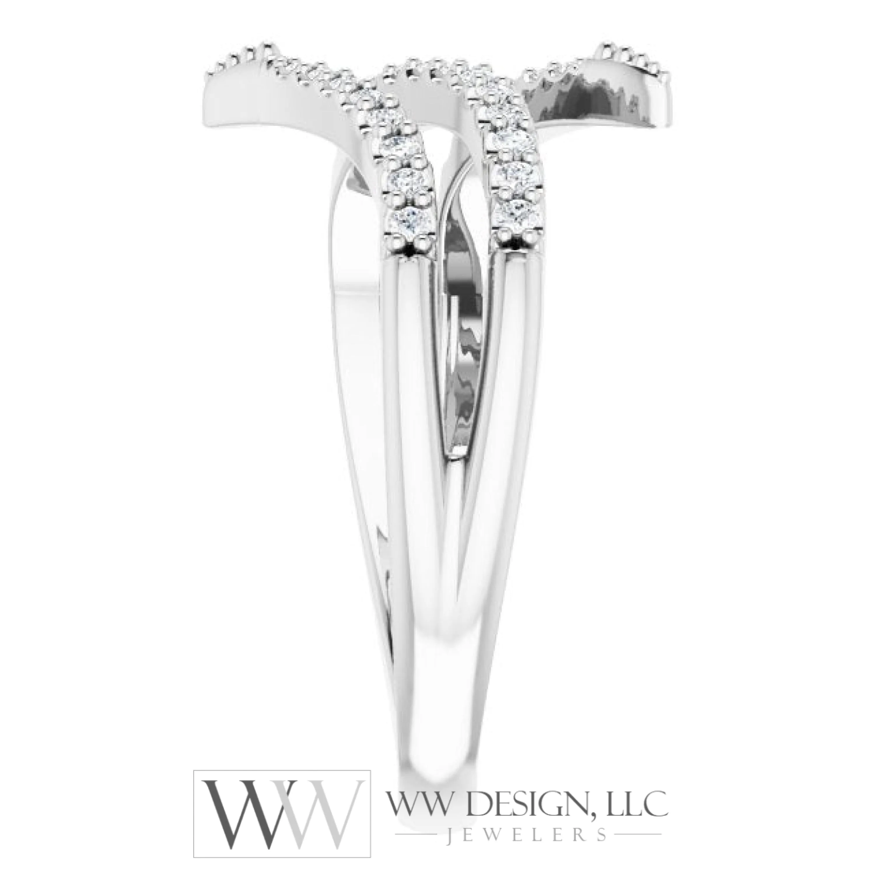 1/5 CTW Double Bypass Diamond Ring - 14k Gold (Y, W or R), Platinum