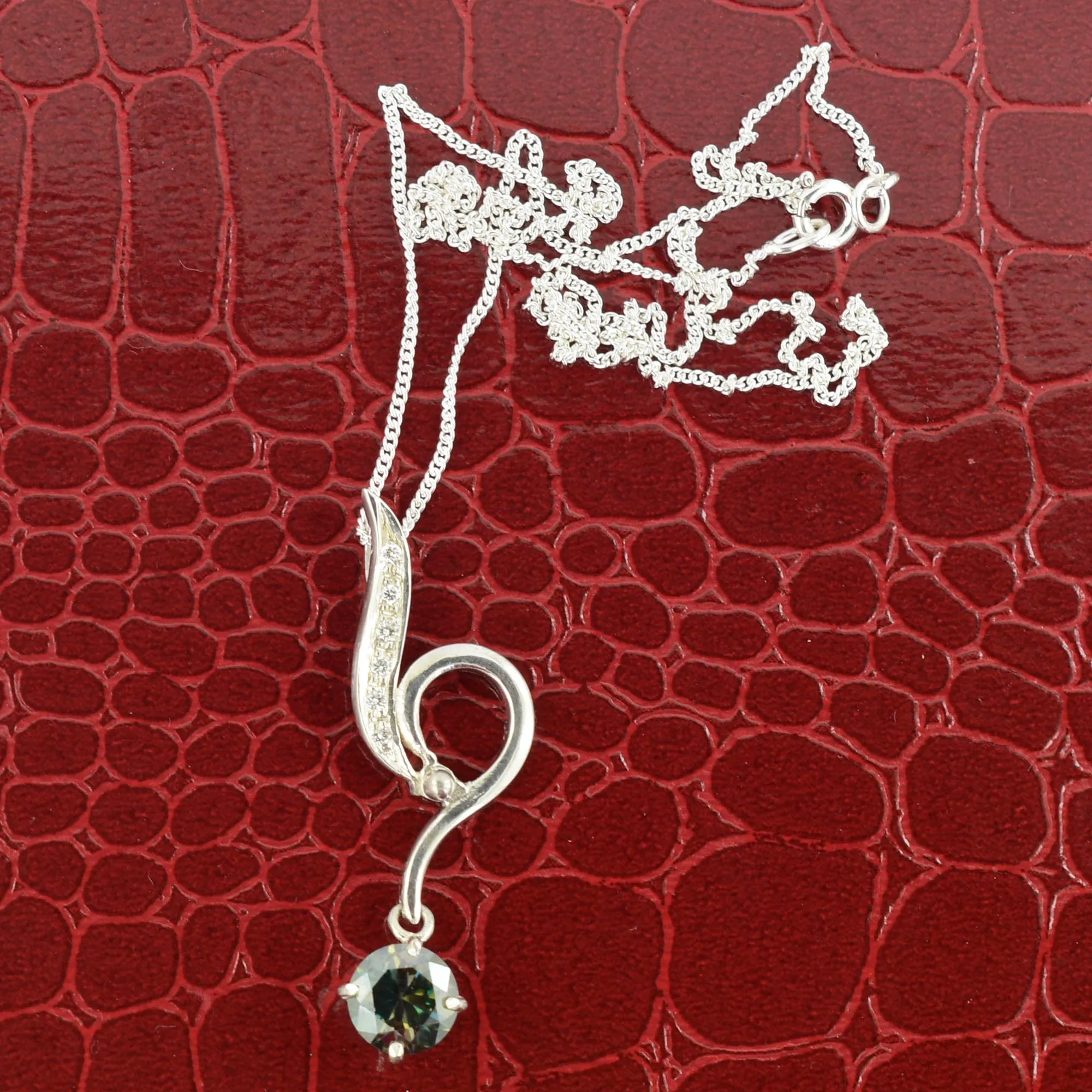 1.50 Ct AAA Certified Deep Blue Diamond Pendant with Diamond Accents
