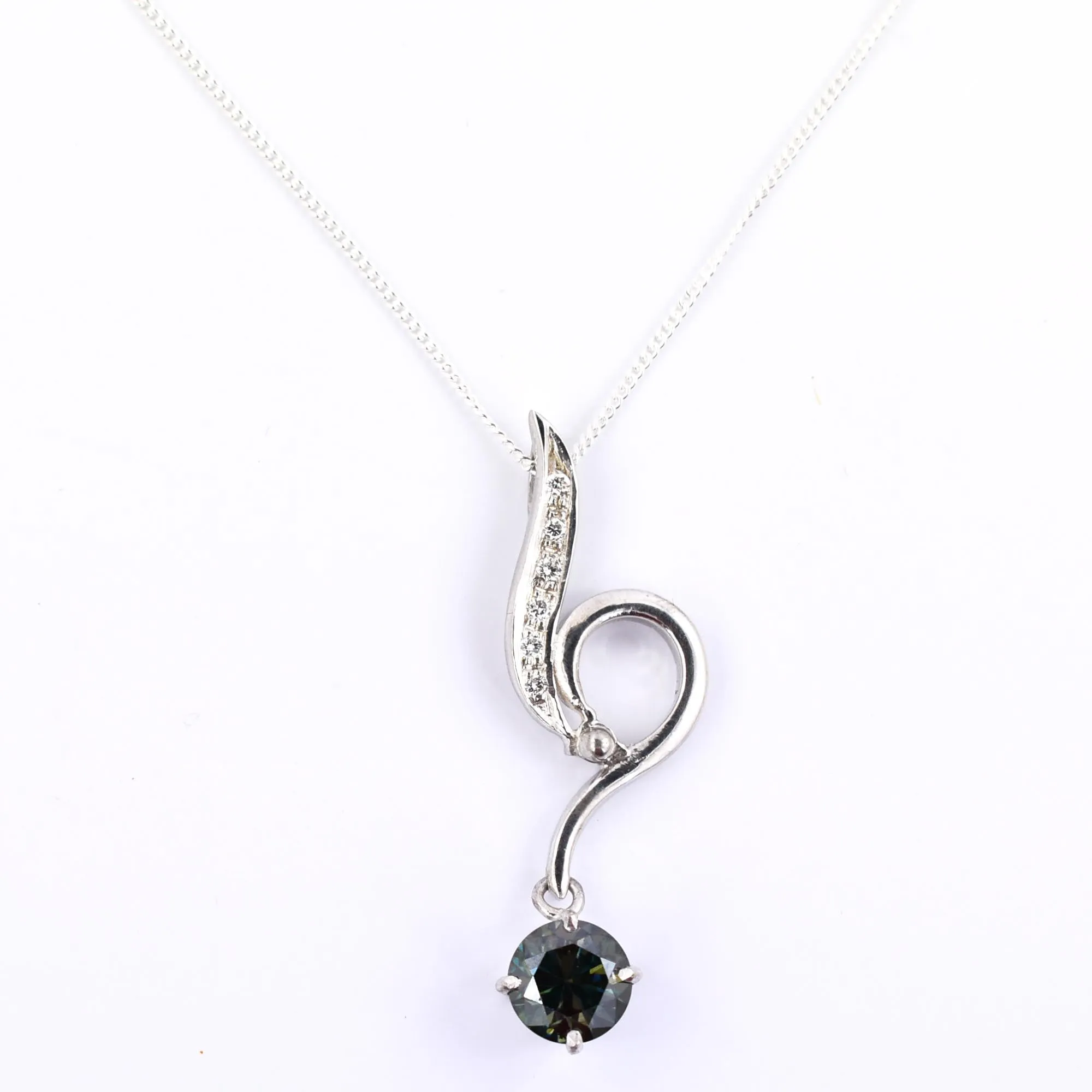 1.50 Ct AAA Certified Deep Blue Diamond Pendant with Diamond Accents