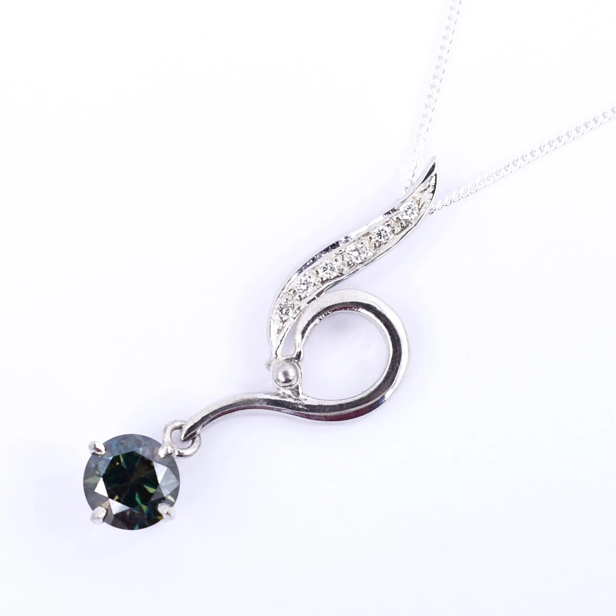 1.50 Ct AAA Certified Deep Blue Diamond Pendant with Diamond Accents