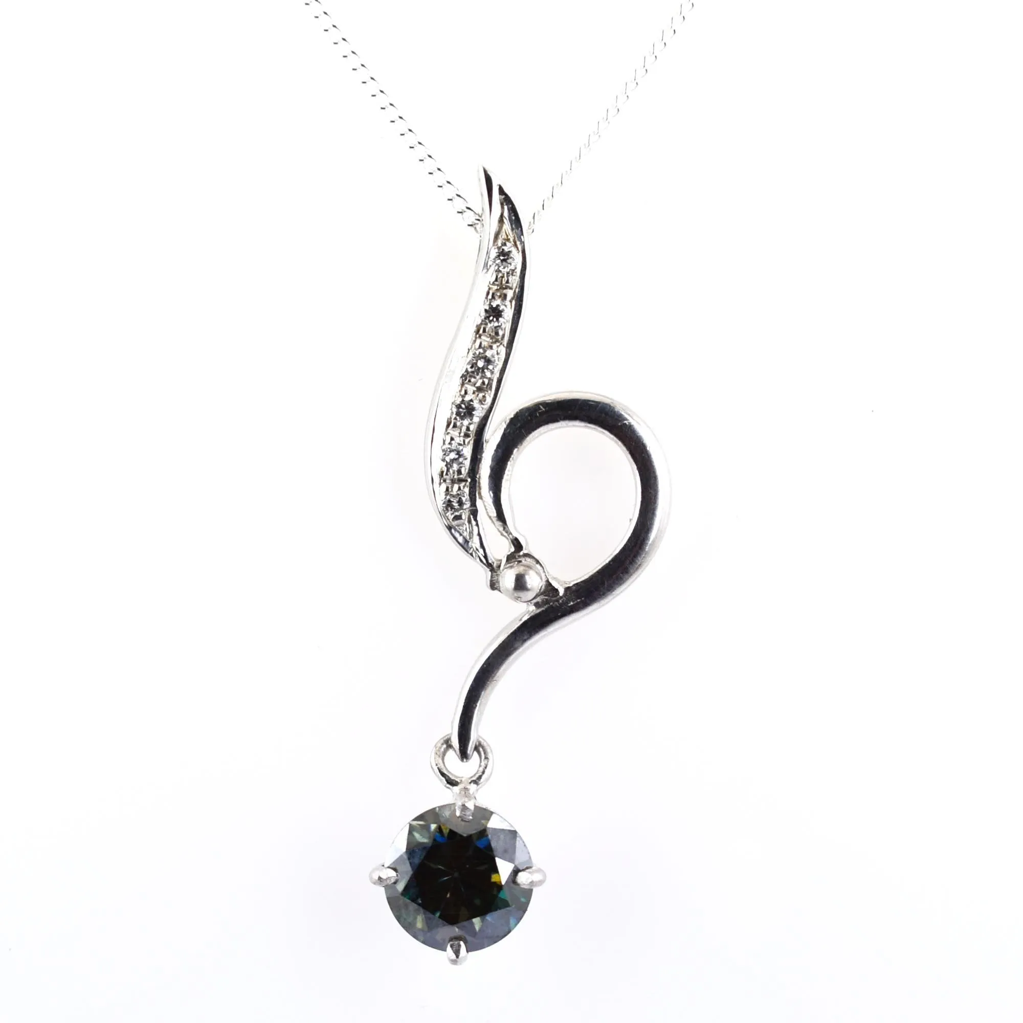 1.50 Ct AAA Certified Deep Blue Diamond Pendant with Diamond Accents