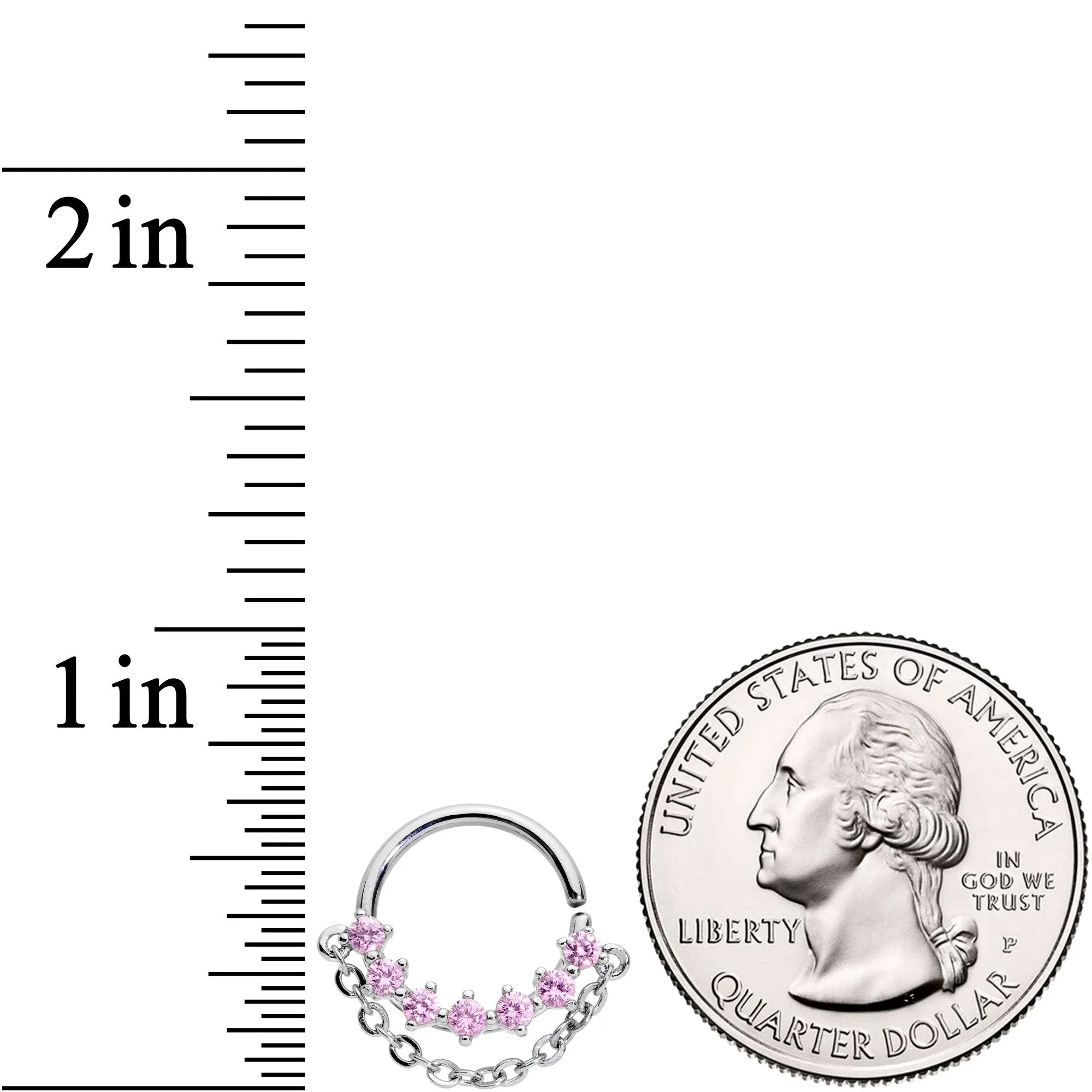 16 Gauge 3/8 Pink Gem Garland Hanging Chain Seamless Circular Ring