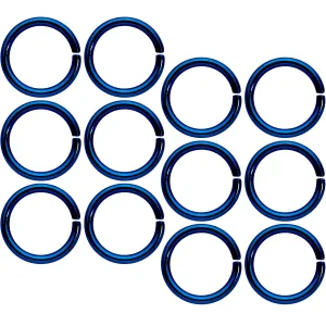 16 Gauge 5/16 Blue Anodized Seamless Cartilage Ring Set of 12