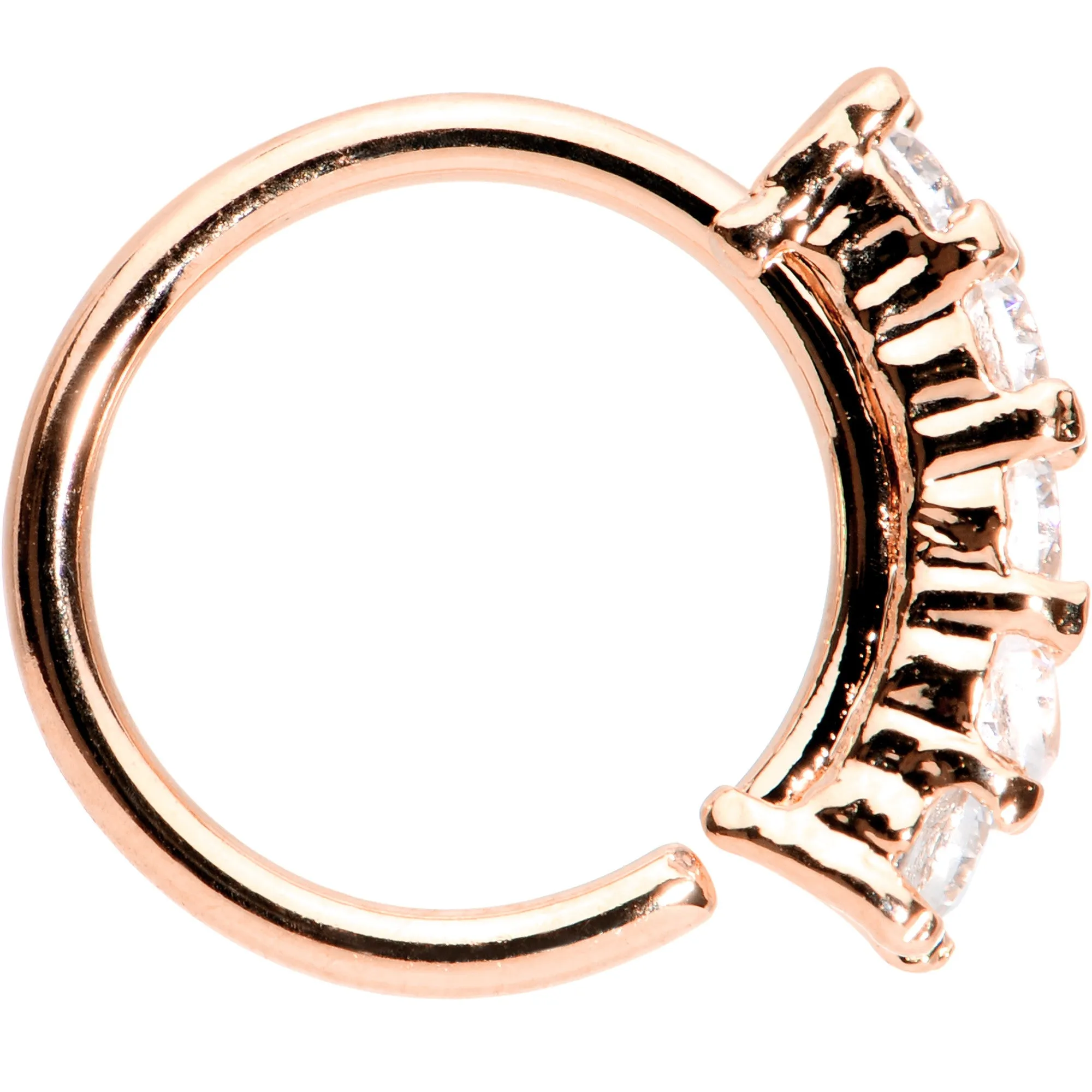 16 Gauge 5/16 Clear CZ Rose Gold IP Quintet Seamless Circular Ring