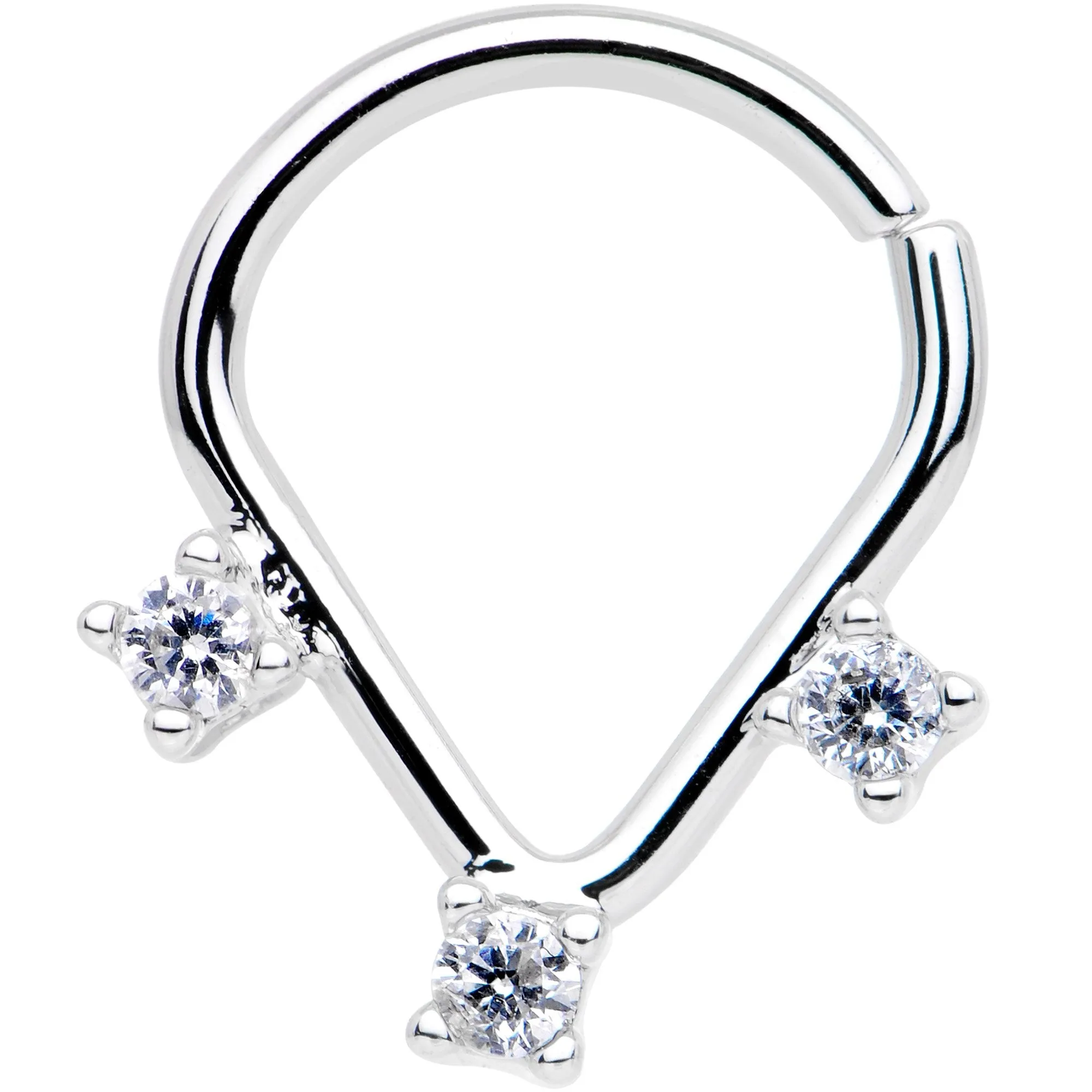 16 Gauge 5/16 Clear CZ Triplet Ellipse Seamless Septum Ring