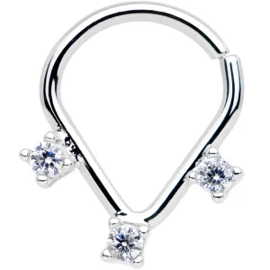 16 Gauge 5/16 Clear CZ Triplet Ellipse Seamless Septum Ring