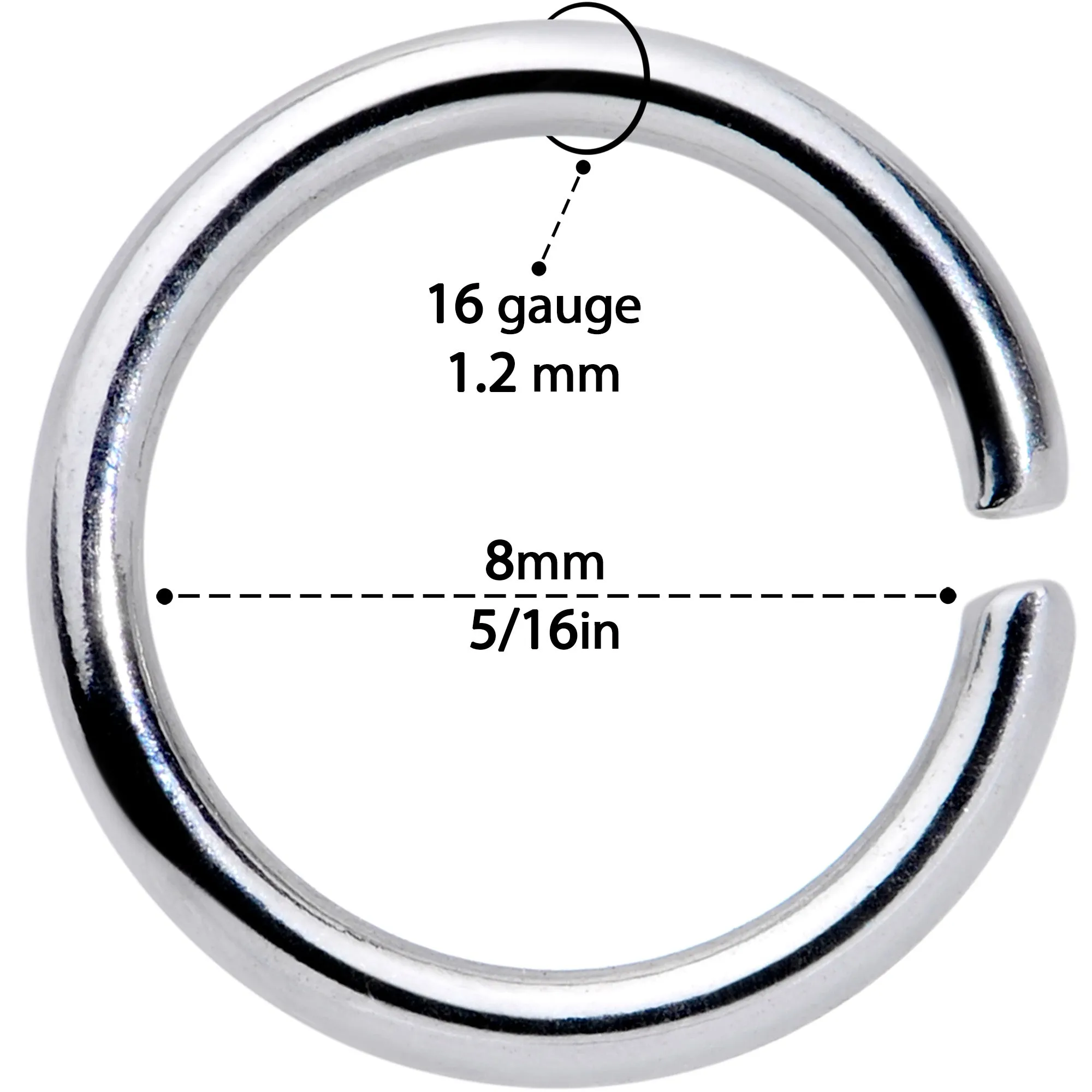 16 Gauge 5/16 Seamless Cartilage Ring Set of 12