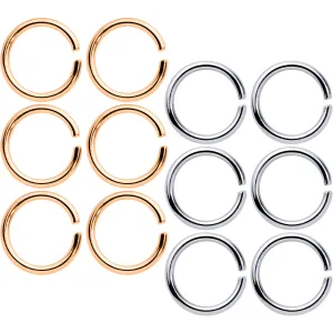 16 Gauge 5/16 Steel Rose Gold Tone Seamless Cartilage Ring Set of 12