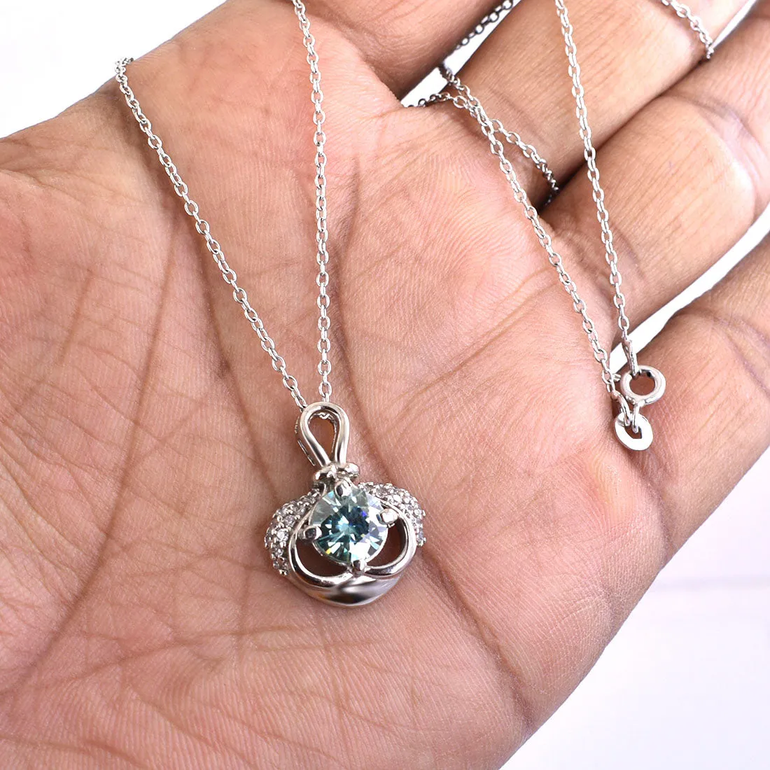 1.65 Certified Designer Blue Diamond Pendant with Diamond Accents, Amazing Shine & Bling