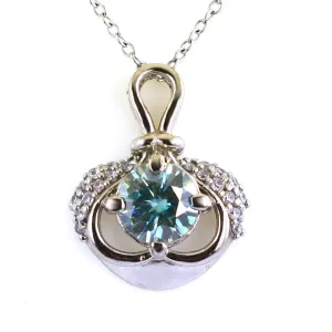 1.65 Certified Designer Blue Diamond Pendant with Diamond Accents, Amazing Shine & Bling
