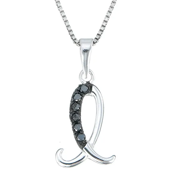 1/8 cttw Diamond Alphabet Pendant Necklace in Silver