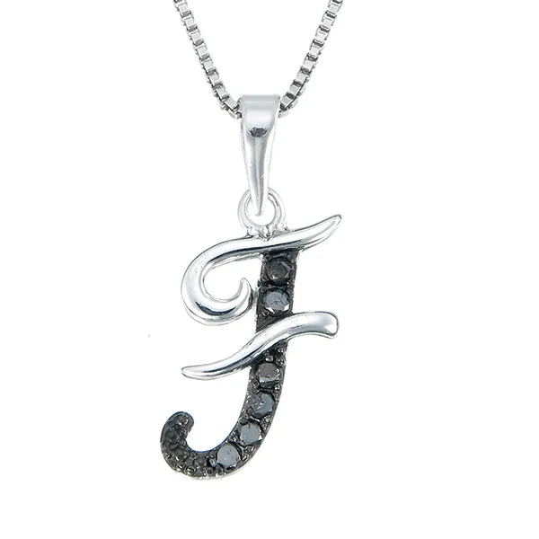 1/8 cttw Diamond Alphabet Pendant Necklace in Silver