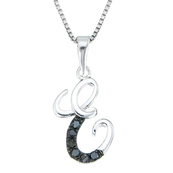 1/8 cttw Diamond Alphabet Pendant Necklace in Silver