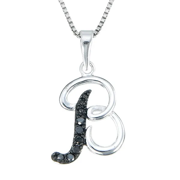 1/8 cttw Diamond Alphabet Pendant Necklace in Silver