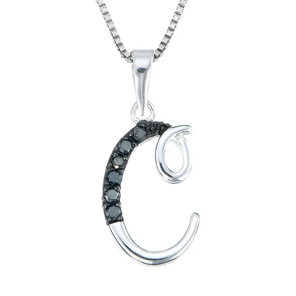 1/8 cttw Diamond Alphabet Pendant Necklace in Silver
