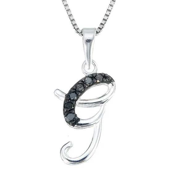 1/8 cttw Diamond Alphabet Pendant Necklace in Silver
