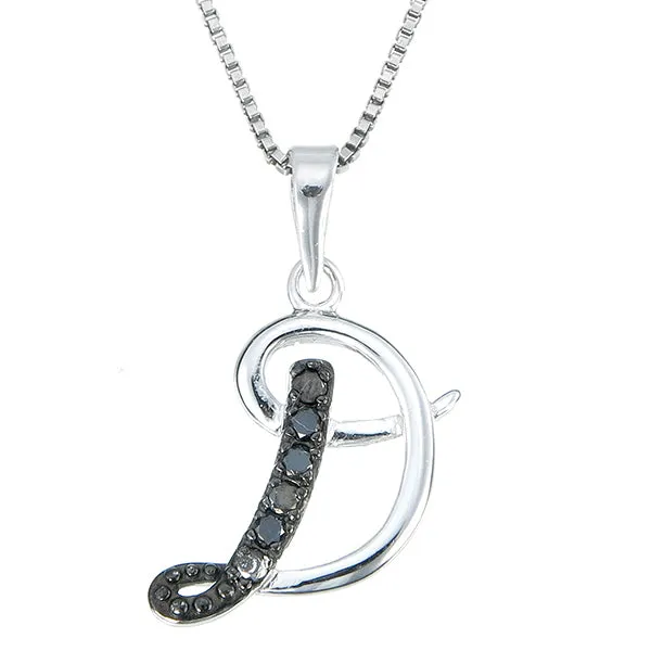 1/8 cttw Diamond Alphabet Pendant Necklace in Silver