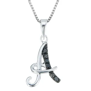 1/8 cttw Diamond Alphabet Pendant Necklace in Silver