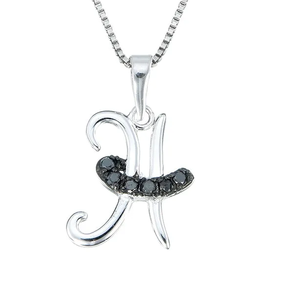 1/8 cttw Diamond Alphabet Pendant Necklace in Silver