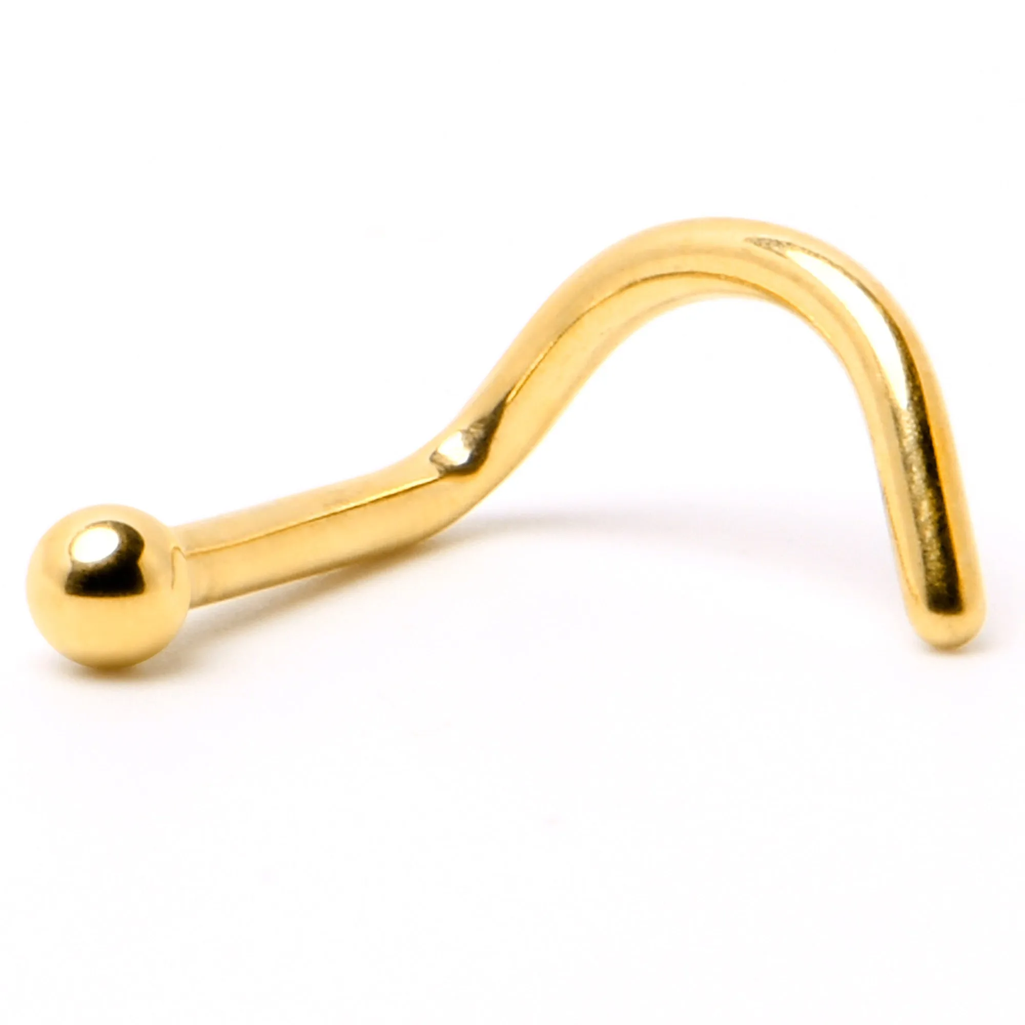 18 Gauge 1/4 Gold Hue ASTM F-136 Implant Grade Titanium Ball End Left Side Nose Screw