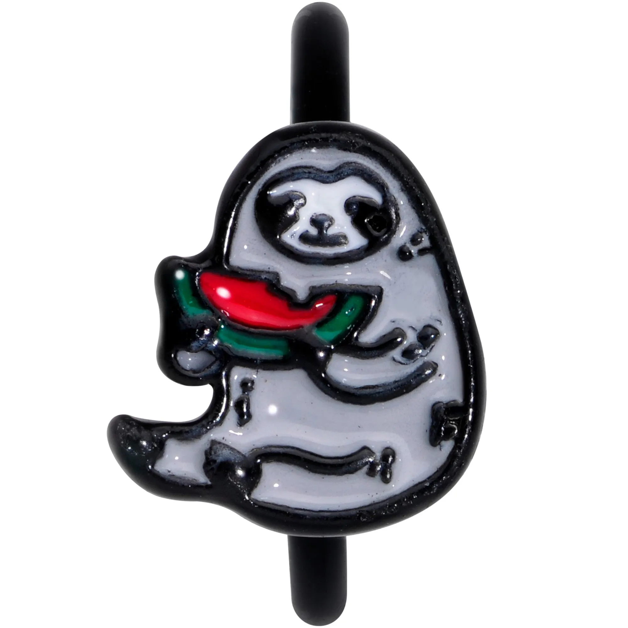 18 Gauge 3/8 Black Watermelon Sloth Nose Hoop