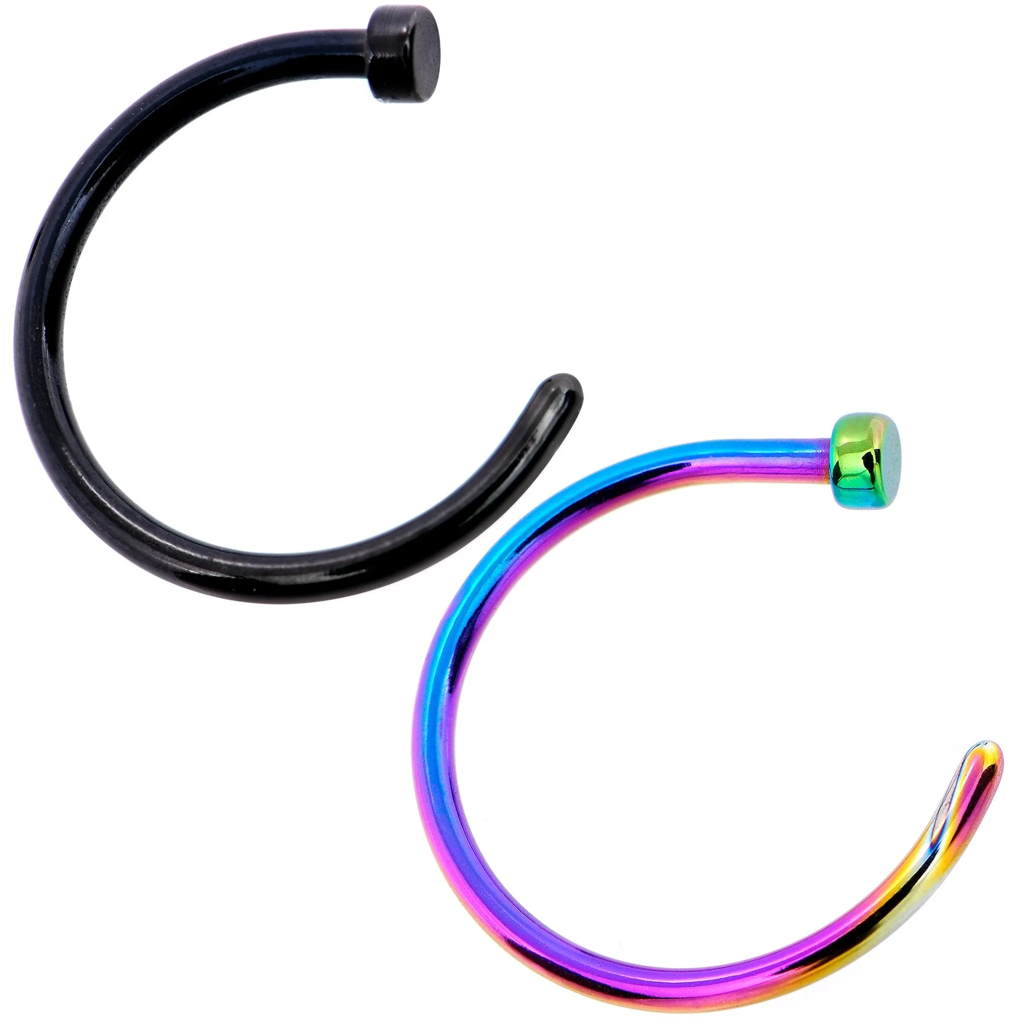 18 Gauge 3/8 Pack Set of 5 Assorted Stainless Steel Nose Hoop Rings