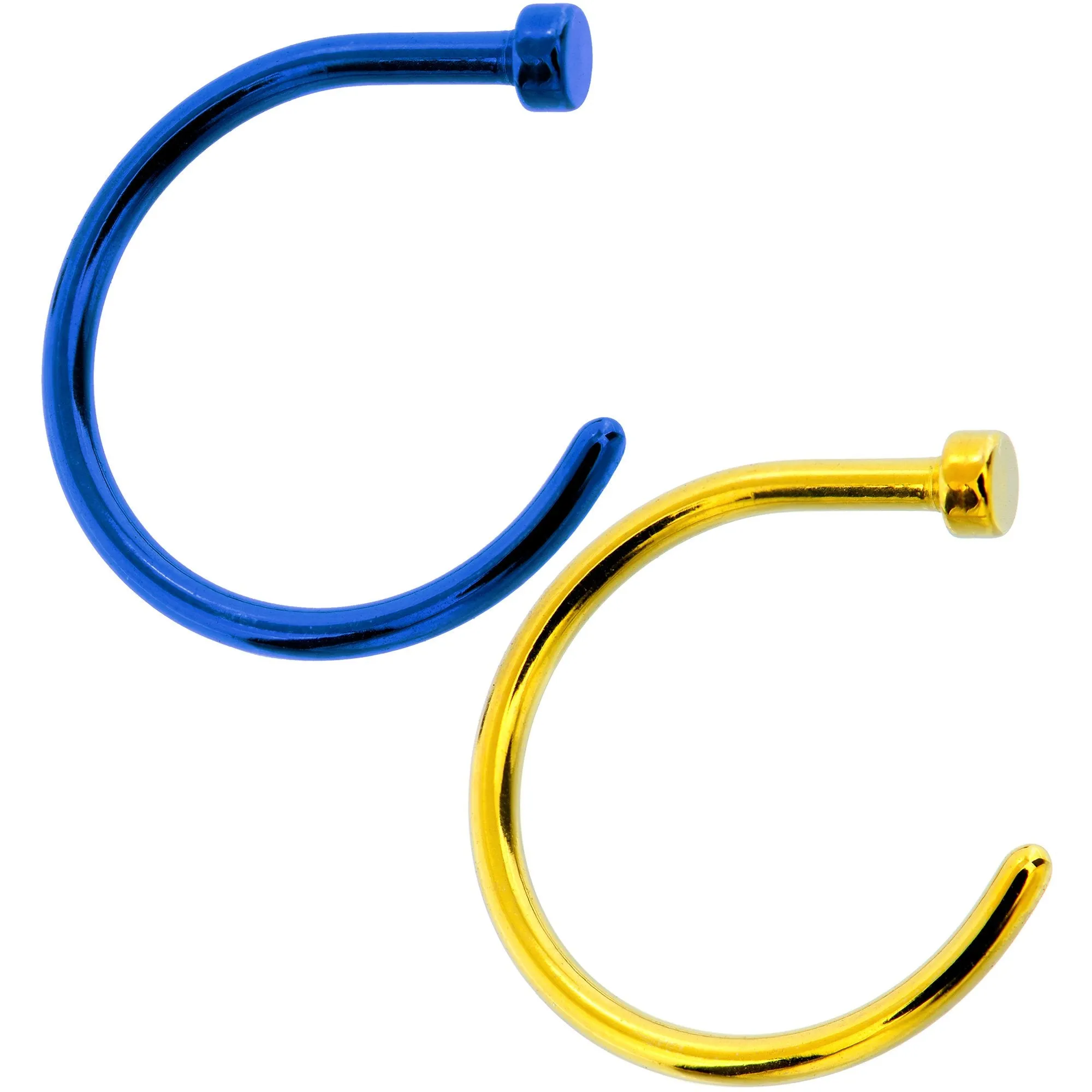 18 Gauge 3/8 Pack Set of 5 Assorted Stainless Steel Nose Hoop Rings
