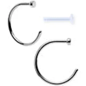18 Gauge 3/8" Pack of 2 Stainless Steel Nose Hoop Rings