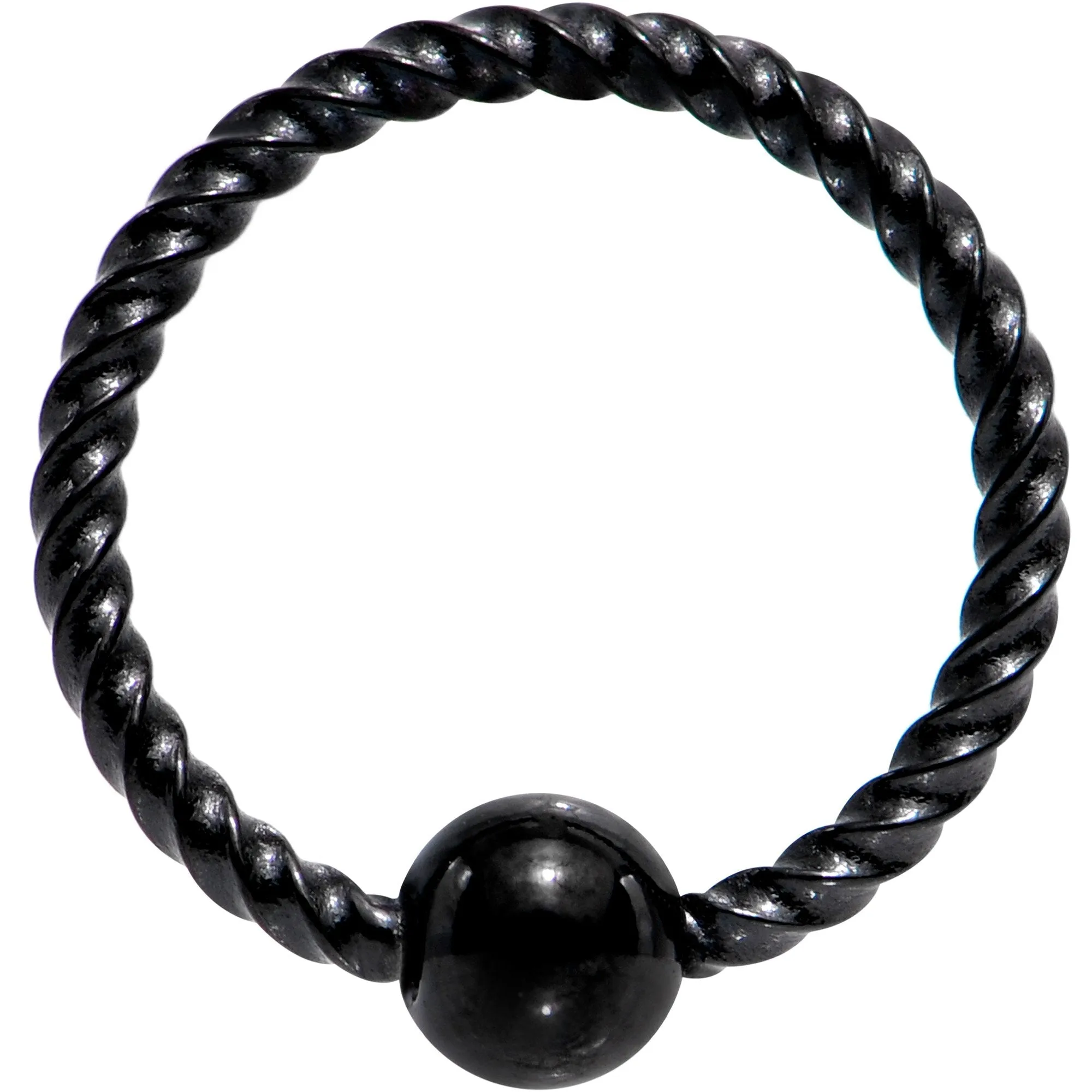 18 Gauge 5/16 Black Anodized So Twisted Captive Style Seamless Ring