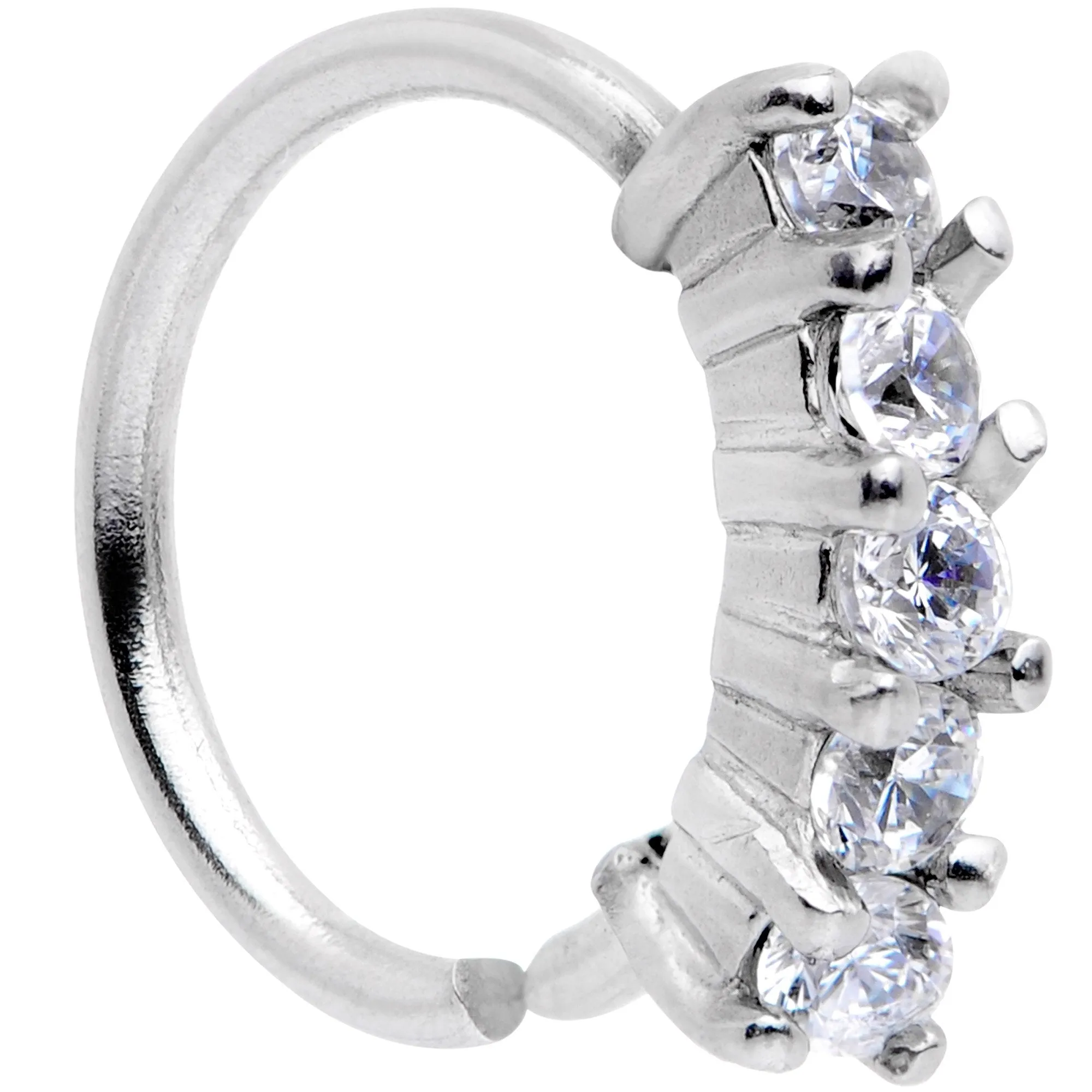 18 Gauge 5/16 Clear CZ Gem Crowning Glory Seamless Circular Ring