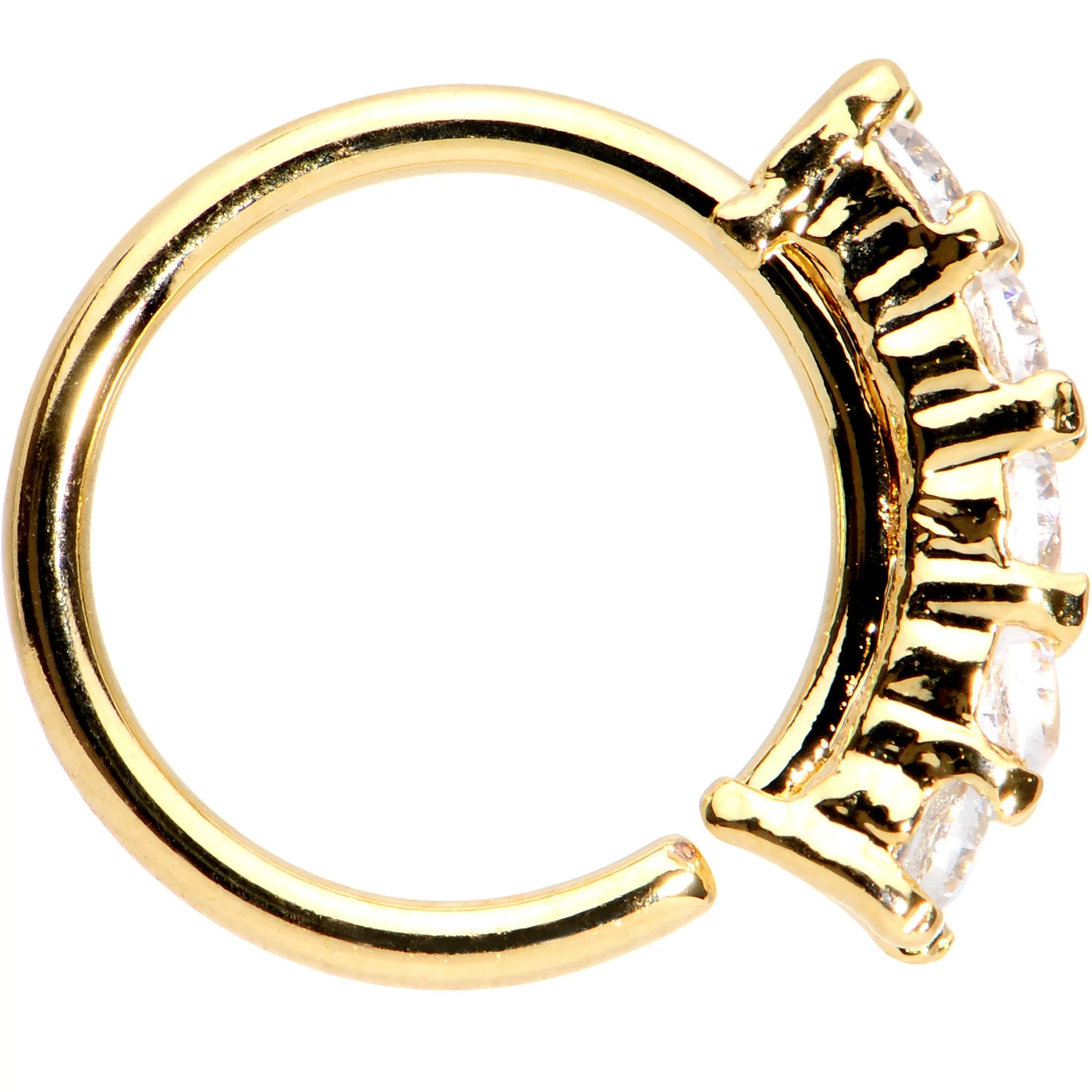 18 Gauge 5/16 Clear CZ Gold IP Quintet Seamless Circular Ring