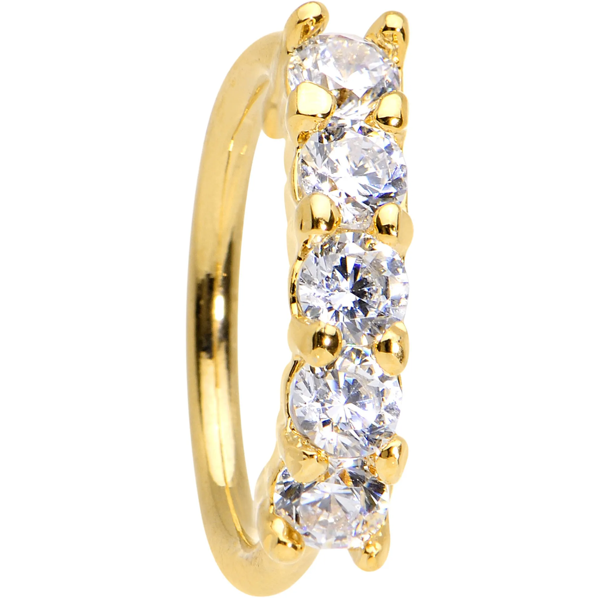 18 Gauge 5/16 Clear CZ Gold IP Quintet Seamless Circular Ring