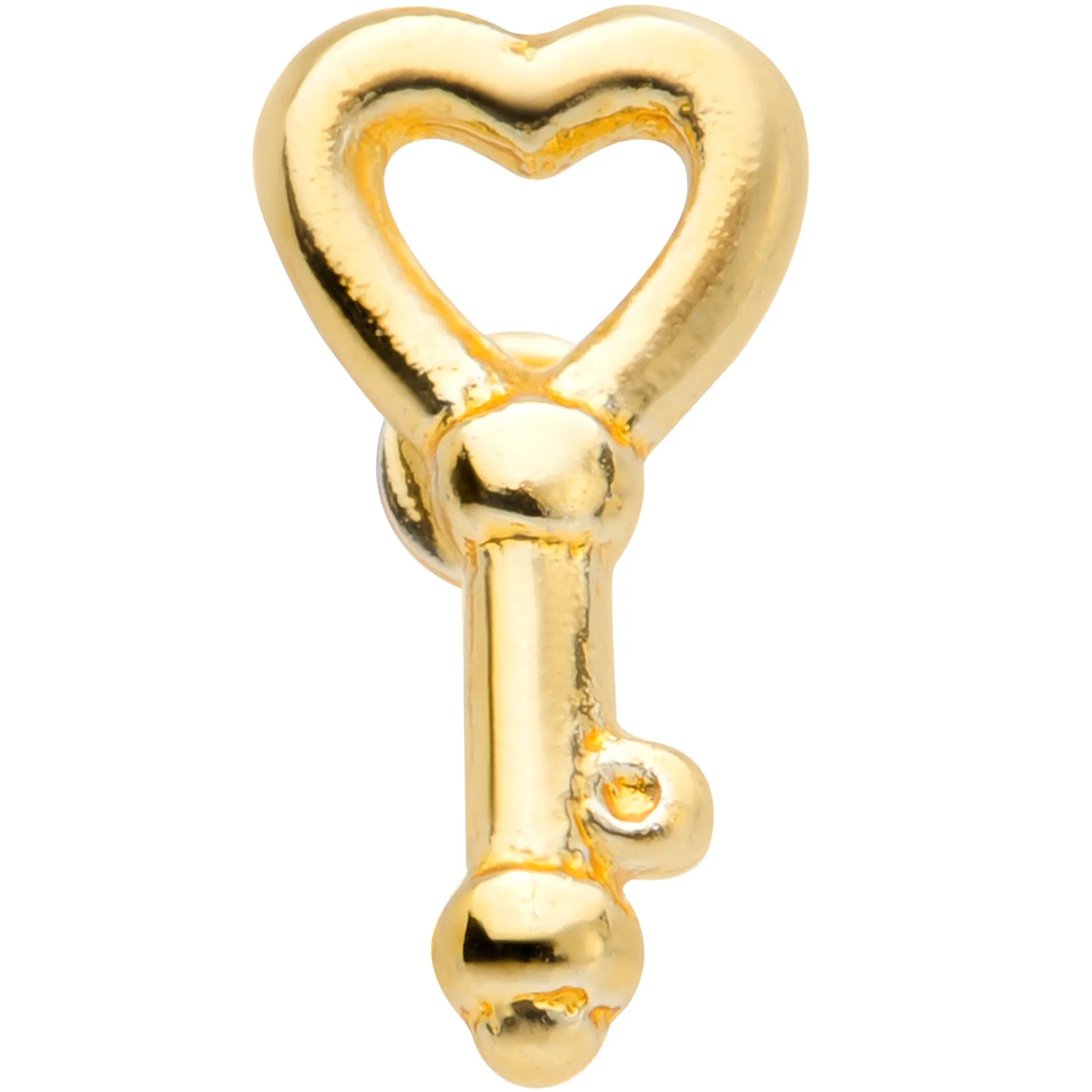 18 Gauge 5/16 Gold Tone Key to Your Heart L Shaped Nose Ring