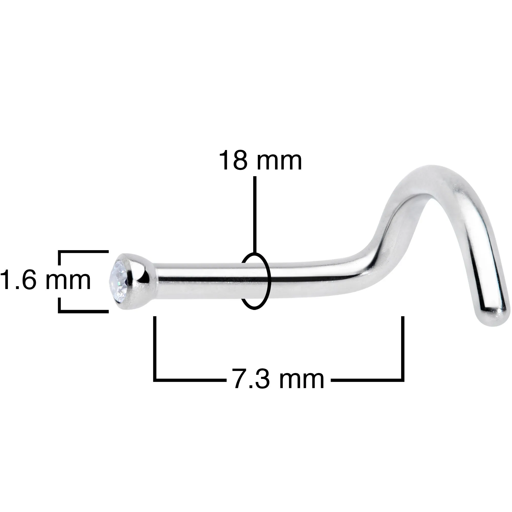 18 Gauge Clear 1.5mm Grade 23 Titanium Press Fit Left Side Nose Screw