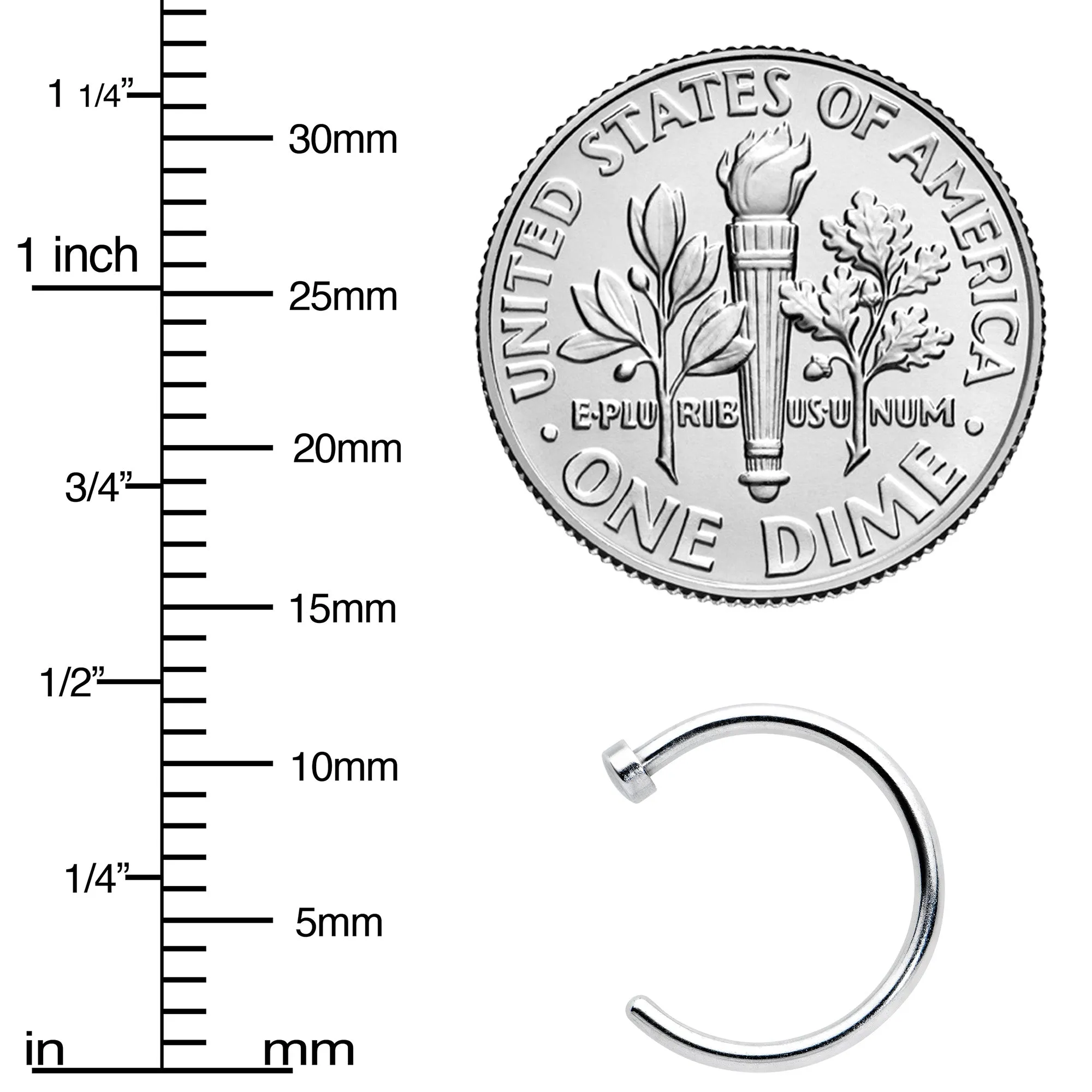 18 Gauge Stainless Steel Nose Hoop - 3/8