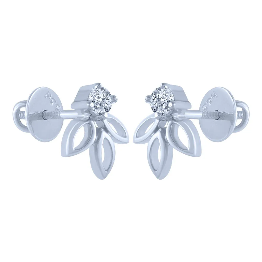 18k (750) White Gold And Diamond Stud Earrings For Women