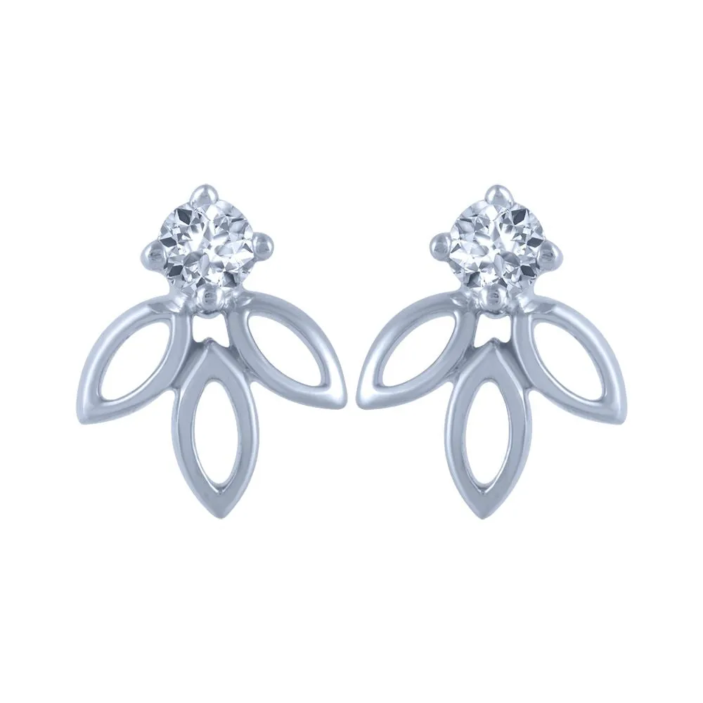 18k (750) White Gold And Diamond Stud Earrings For Women