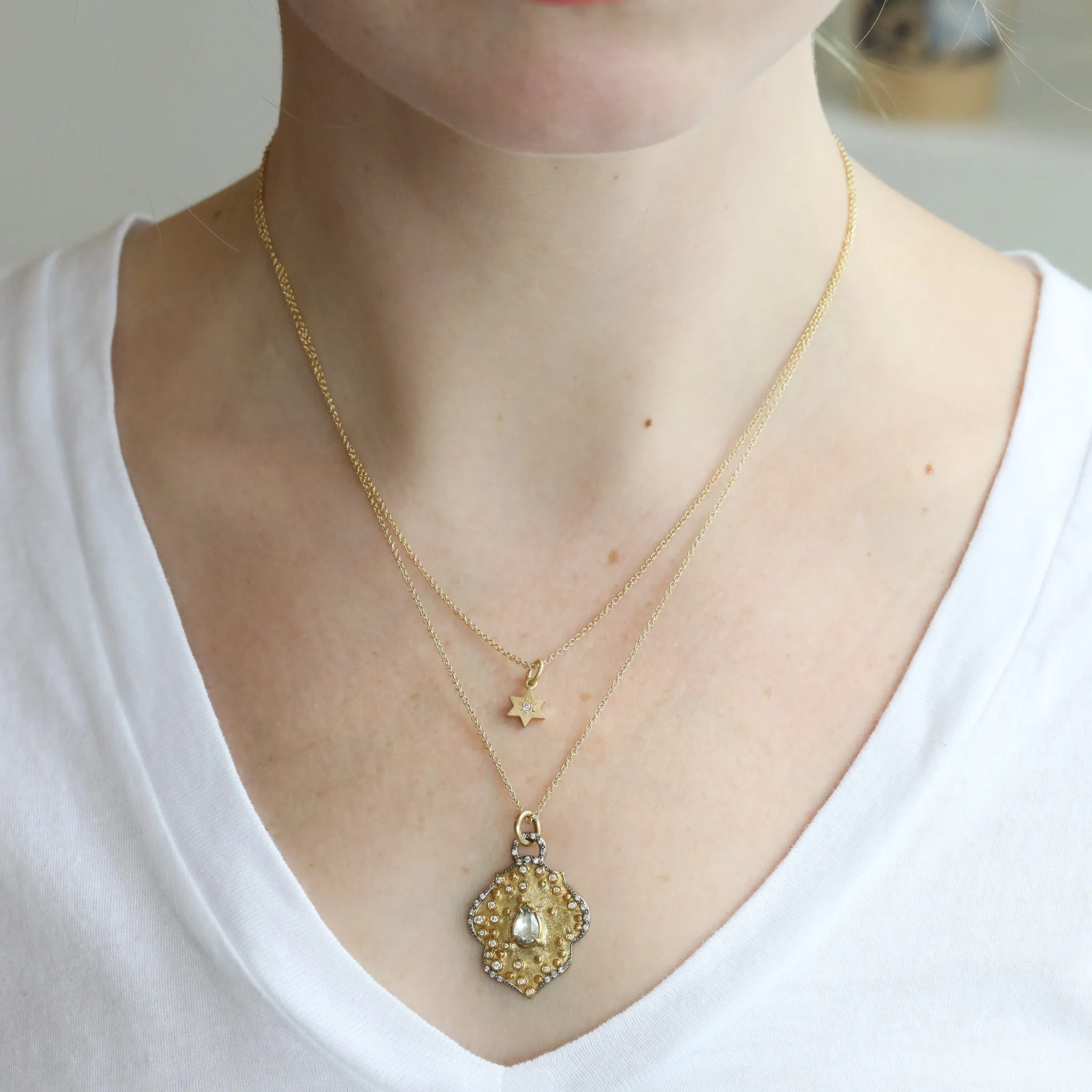 18K Gold "Star of David" Pendant with Diamond