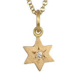 18K Gold "Star of David" Pendant with Diamond