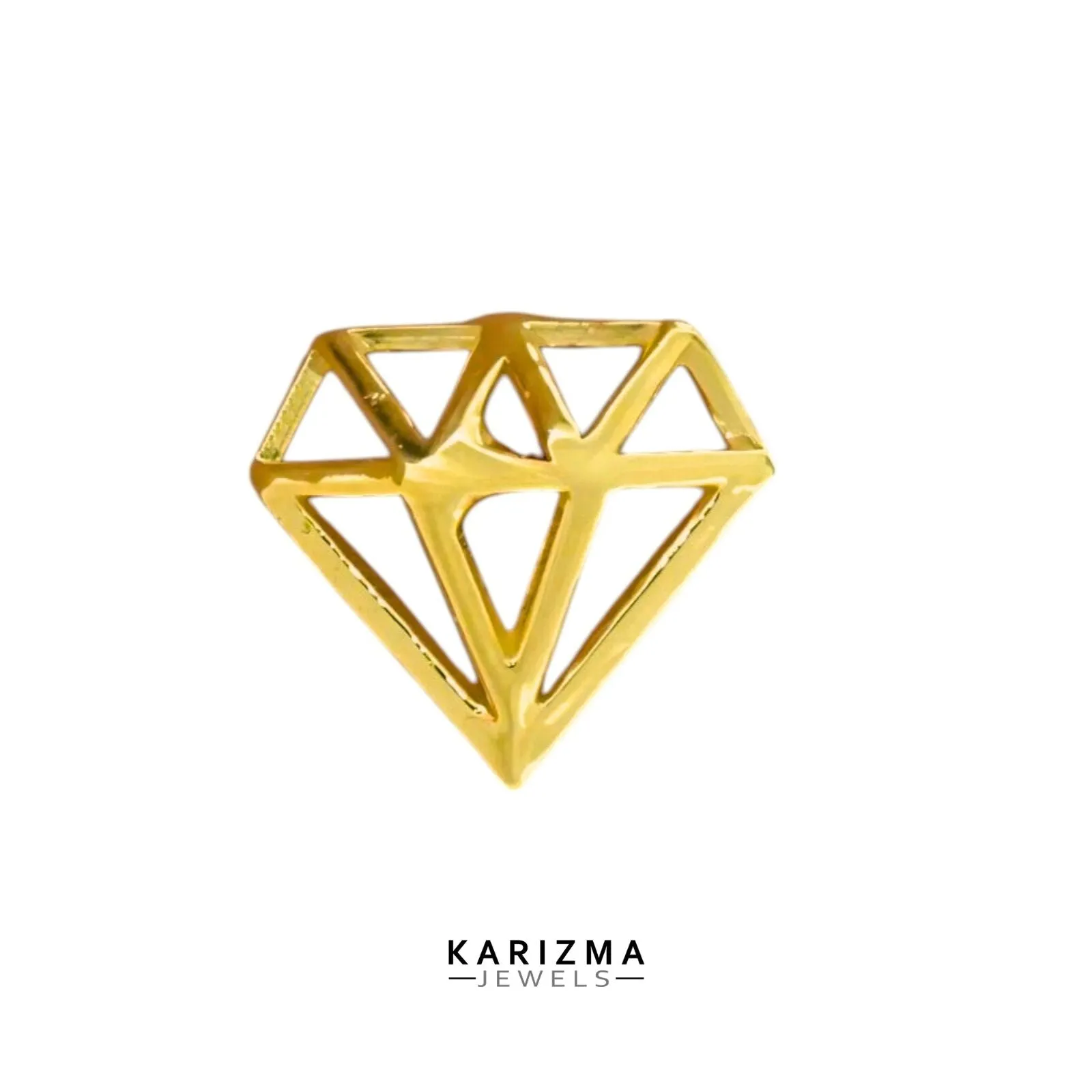 18K Real Gold Diamond Shape Two in One Nose stud cum Earring Gold Screw Back
