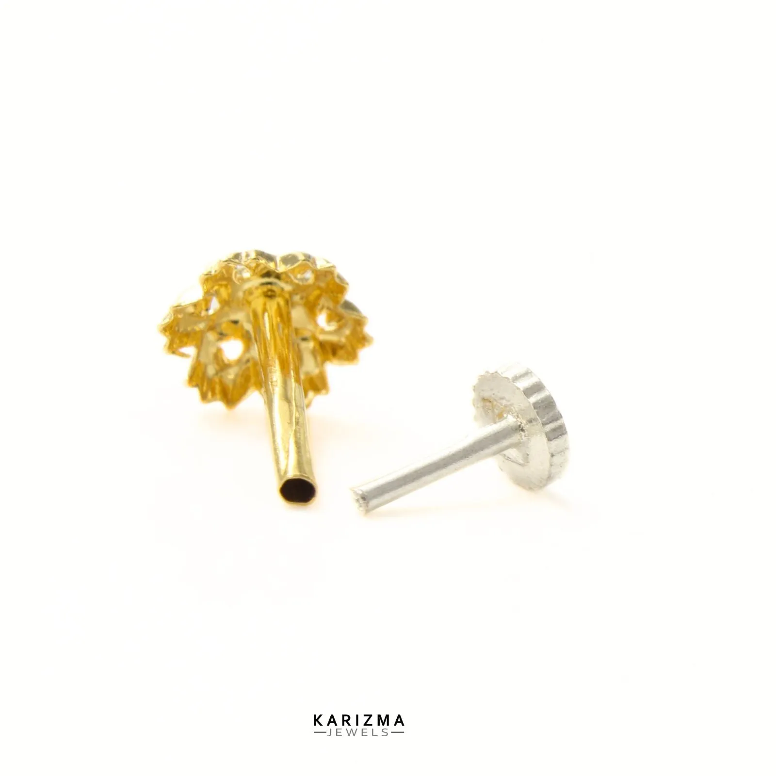 18K Real Gold Indian Women gifting party wear Nose stud nose ring Push Pin