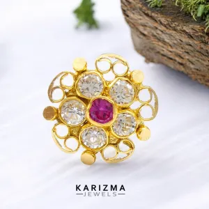18K Real Gold Indian Women Pink White CZ Excellent Nose stud nose ring Push Pin