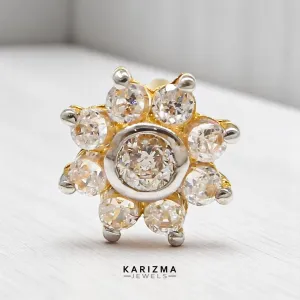 18K Real Gold Indian Women White CZ Star Nose stud nose ring Push Pin