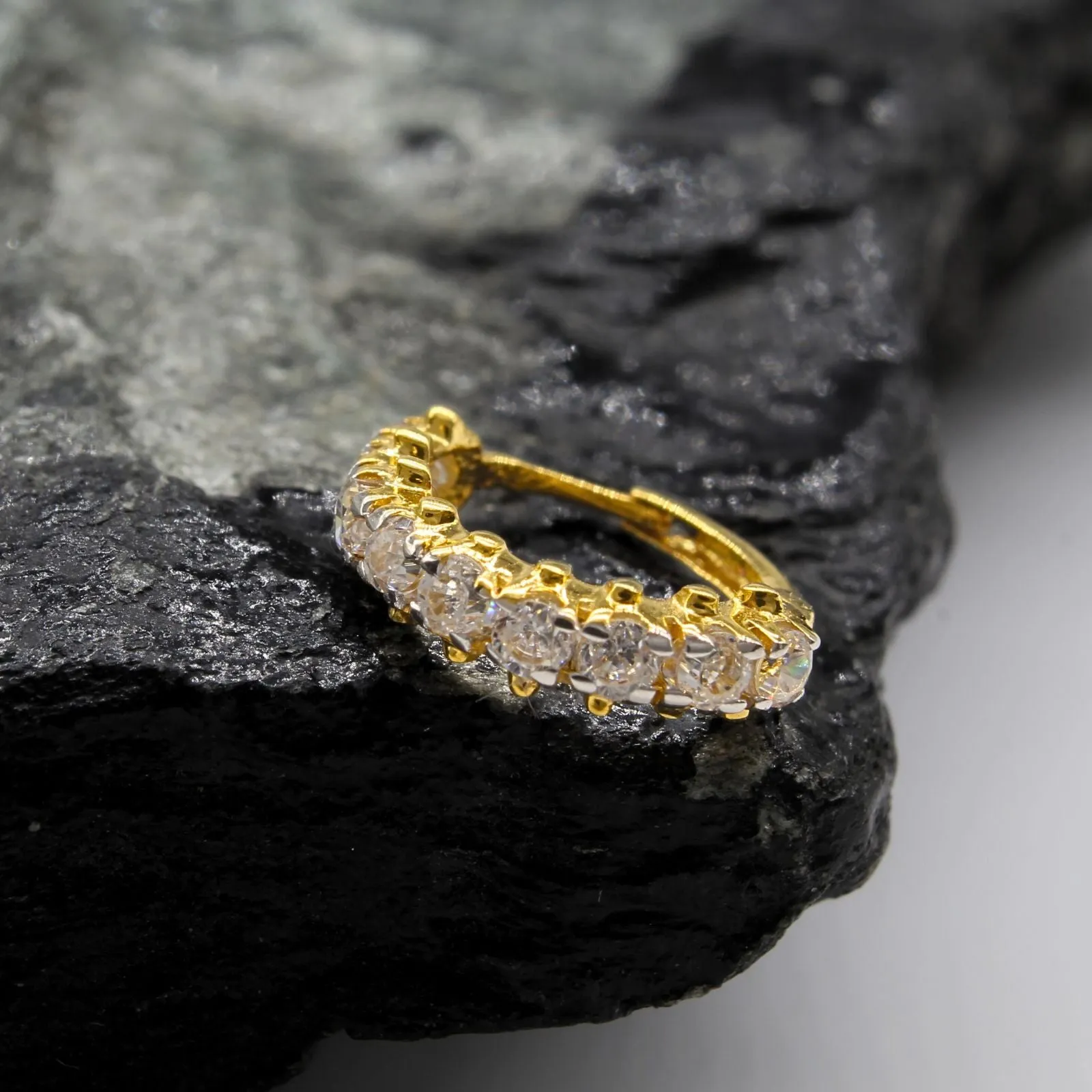 18K Real Gold Nose ring CZ Clicker Excellent gifting Nose Hoop Ring 20g