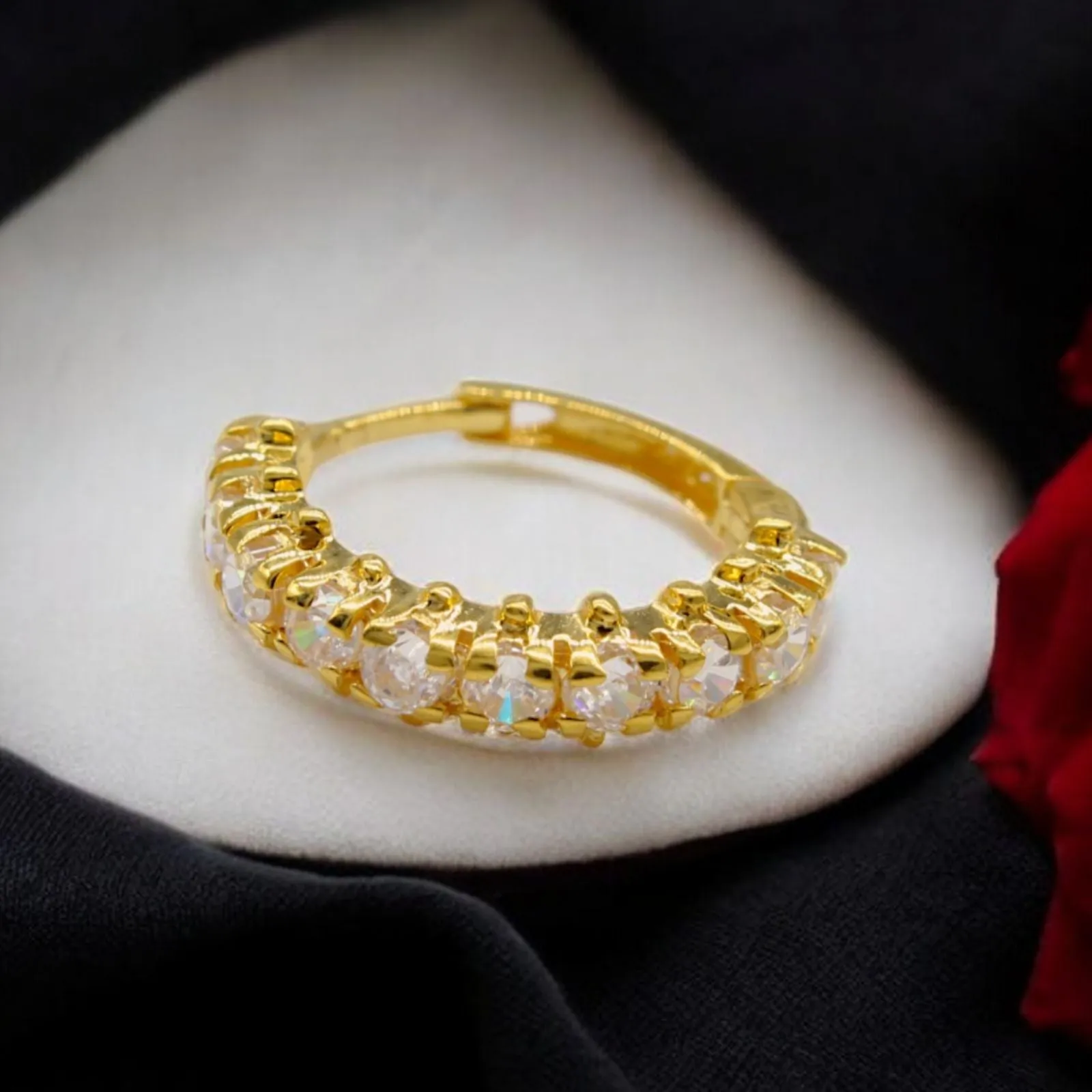 18K Real Gold Nose ring CZ Clicker Excellent gifting Nose Hoop Ring 20g