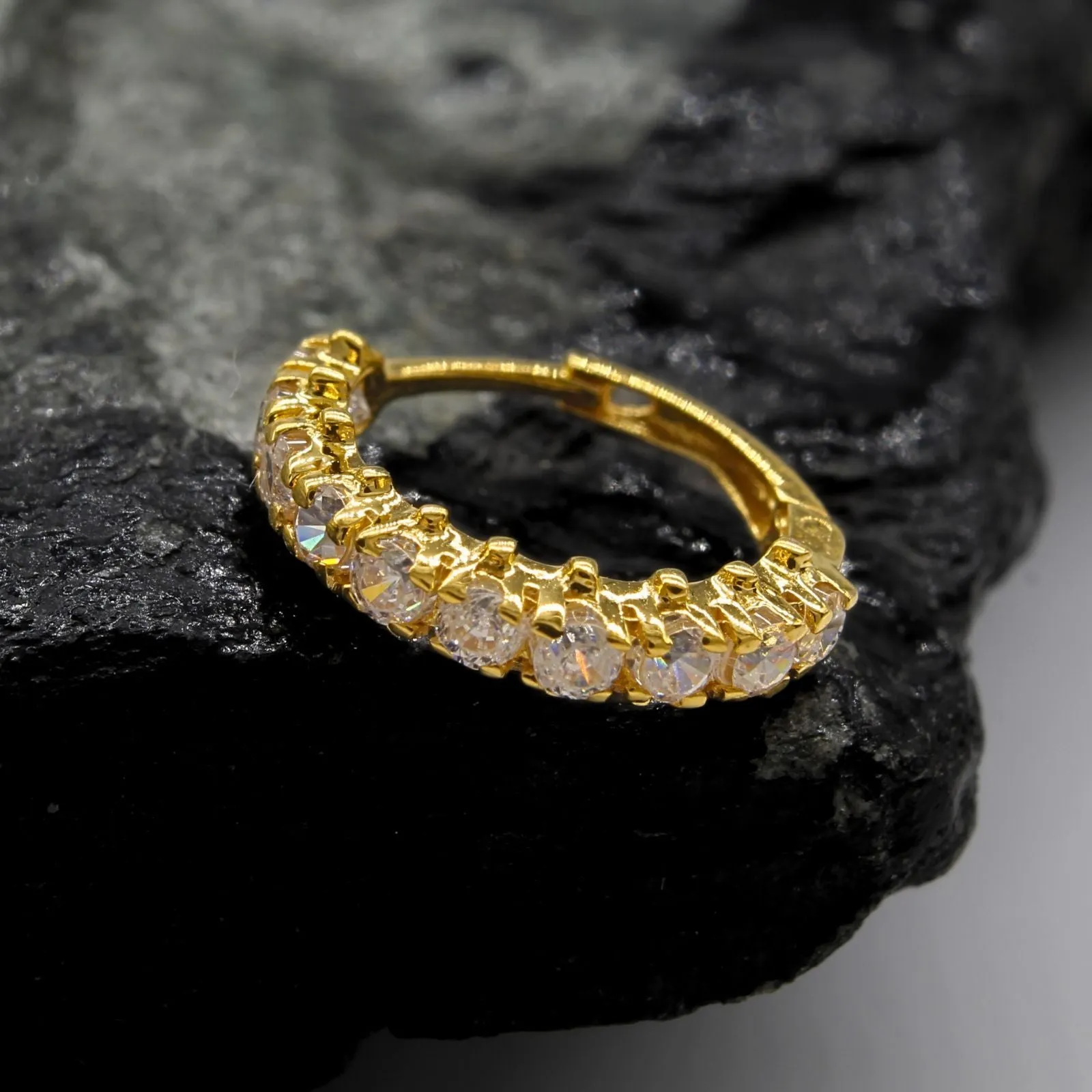 18K Real Gold Nose ring CZ Clicker Excellent gifting Nose Hoop Ring 20g
